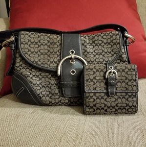 🌹COACH Black Leather Signature Satchel